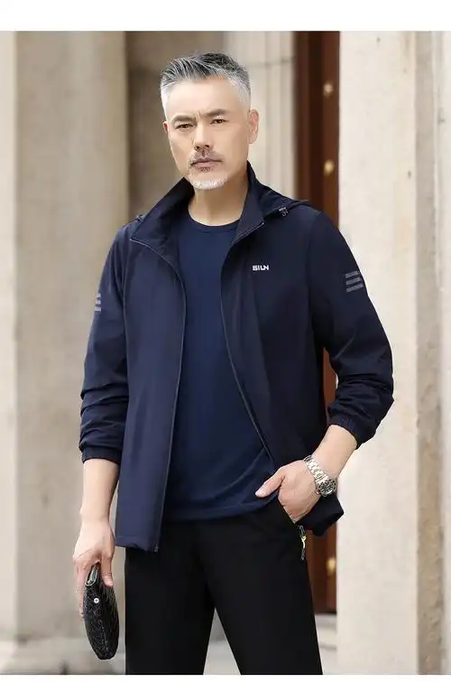 中年人夹克男士春秋季中老年外套冬款运动休闲50岁爸爸秋装上衣4026款