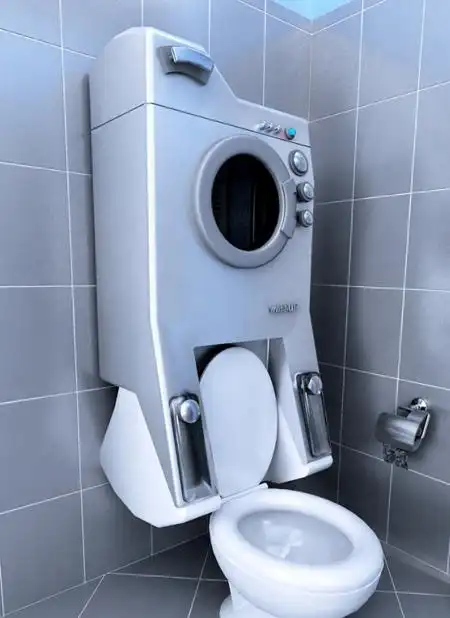 洗衣机装到马桶上废水直接冲马桶省钱实用