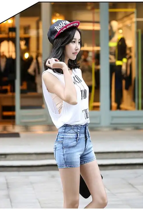 婕米儿牛仔短裤女夏薄款高腰收腹提臀弹力修身显瘦热裤2020春夏新品