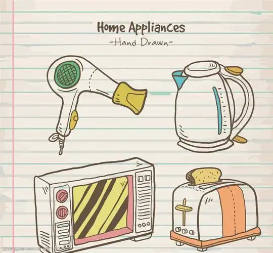 4款手绘家用电器矢量素材
