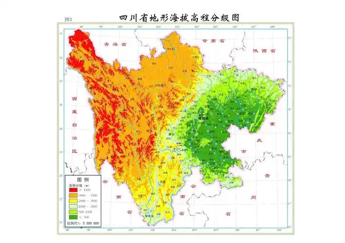 分享:四川省地形海拔高程分级图