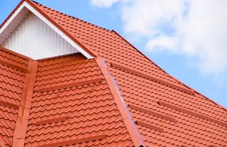 瓦楞纸板红橙的屋顶照片