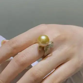 diy珍珠配件 s925纯银甜美时尚珍珠戒指空托半成品蝴蝶结指环戒托