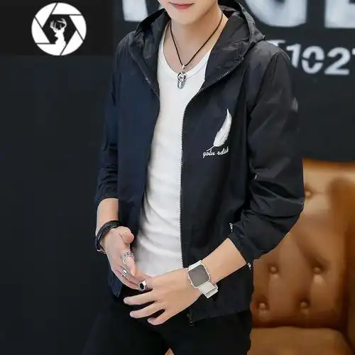 hongzun夏天防晒衣男带帽休闲运动轻薄外套男士夹克薄款褂子夏装潮流