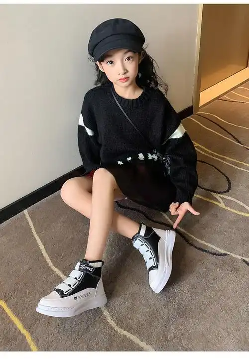 小女孩女童大棉鞋马丁靴女鞋小学生秋季薄款男童春秋单鞋真的皮靴子