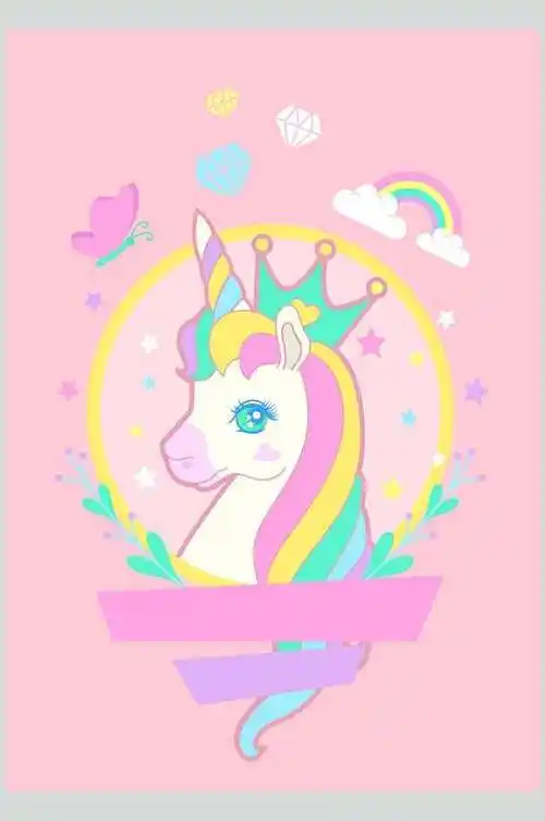粉色少女独角兽卡通素材