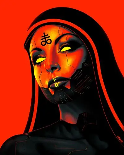 赛博朋克暗黑科技机器人美女插画[8p]