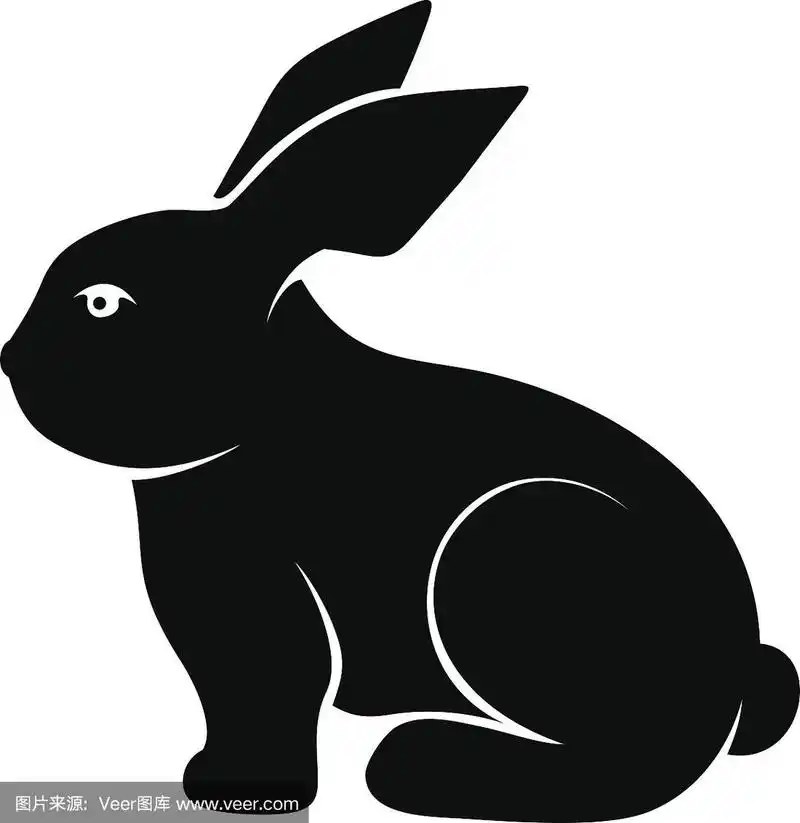 一只兔子的黑色剪影.矢量插图.