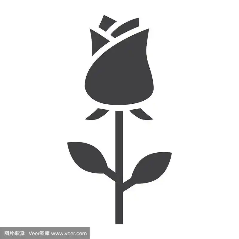 玫瑰花形图标,情人节和浪漫,爱情符号矢量图形,一个坚实的模式在一个