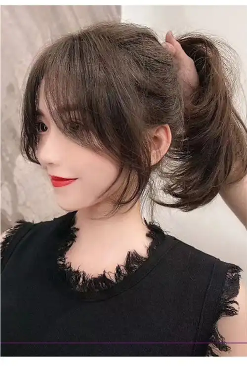 【斜八字刘海假发女】假发女真发头顶补发片自然中长发遮白发发片