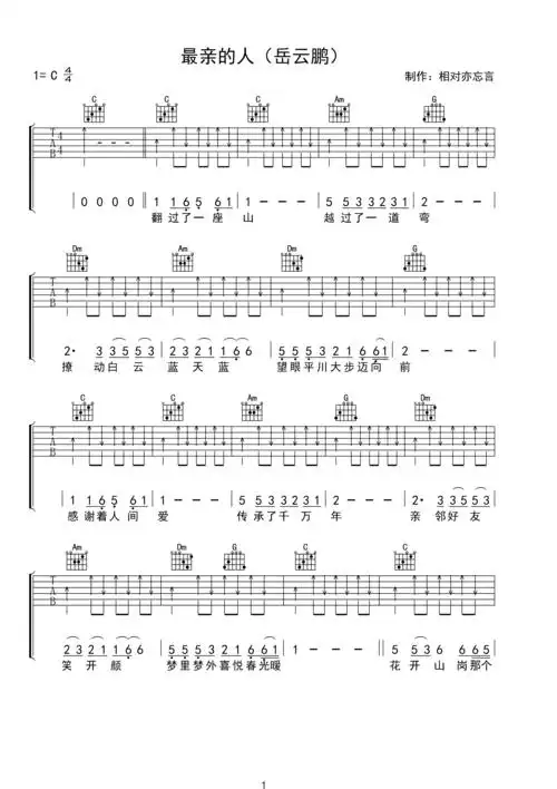 吉他谱 第1页