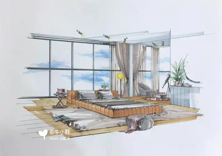 室内设计马克笔手绘效果图卧室