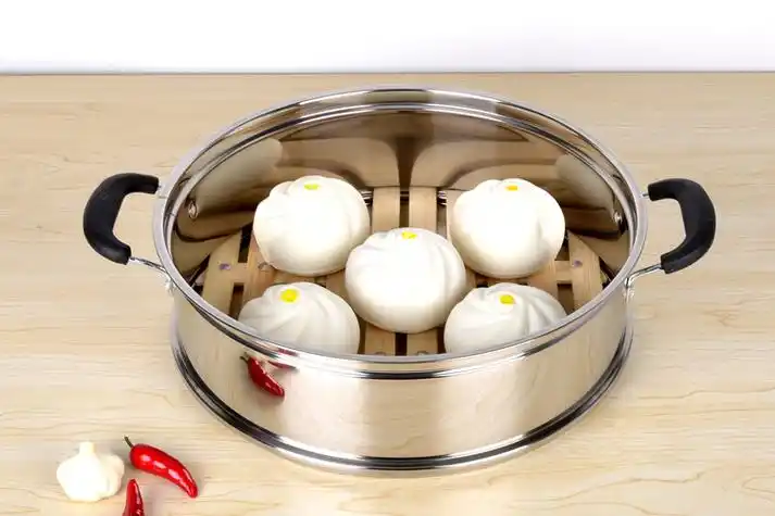 百春宝 加高加厚不锈钢竹蒸笼竹笼屉蒸锅家用竹制蒸笼蒸屉蒸格笼屉 18