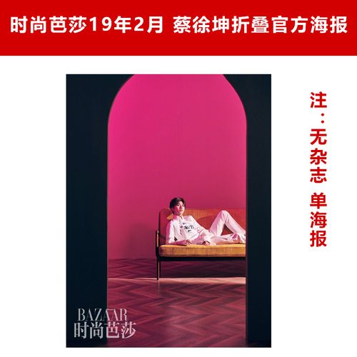 官方折叠海报一张 时尚芭莎杂志2019年2月上 蔡徐坤官方折叠海报 无