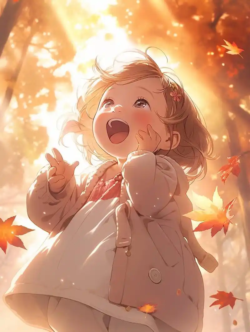 2--秋天可爱女孩头像壁纸 治愈 的笑容加上金色的阳光,心情也是美美哒