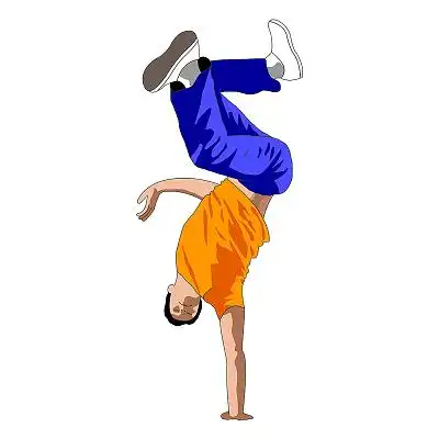 彩色炫酷姿势街舞男子手绘卡通人物插画png素材街舞舞蹈