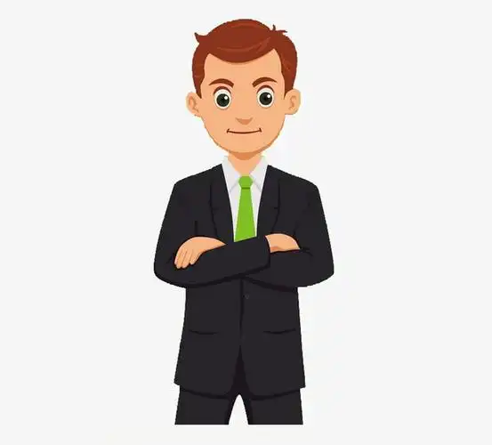 卡通双手抱胸职场西装男性矢量