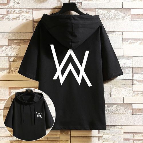 艾伦沃克连帽t恤短袖夏季男女纯棉宽松休闲潮流街头甩帽衫衣服