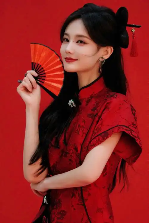 李一桐古风红色柿子妆真的好美,新年的气息这不一下子就来了