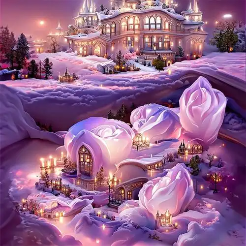 紫色系仙气雪中城堡头像图片_个性头像_头像屋