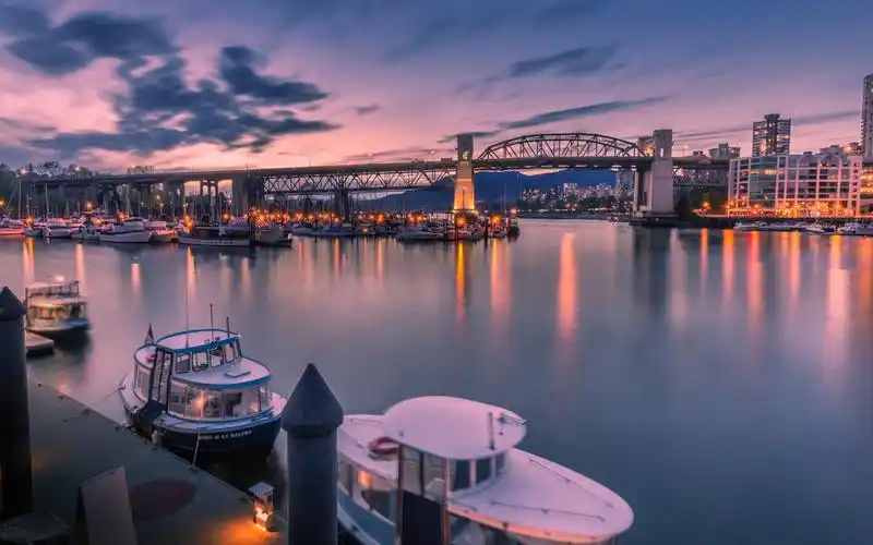 加拿大温哥华福尔斯溪港湾夜景