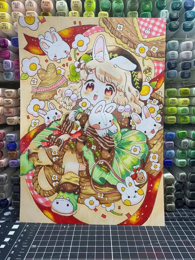 马克笔日系动漫,临摹插画师mokarooru作品
