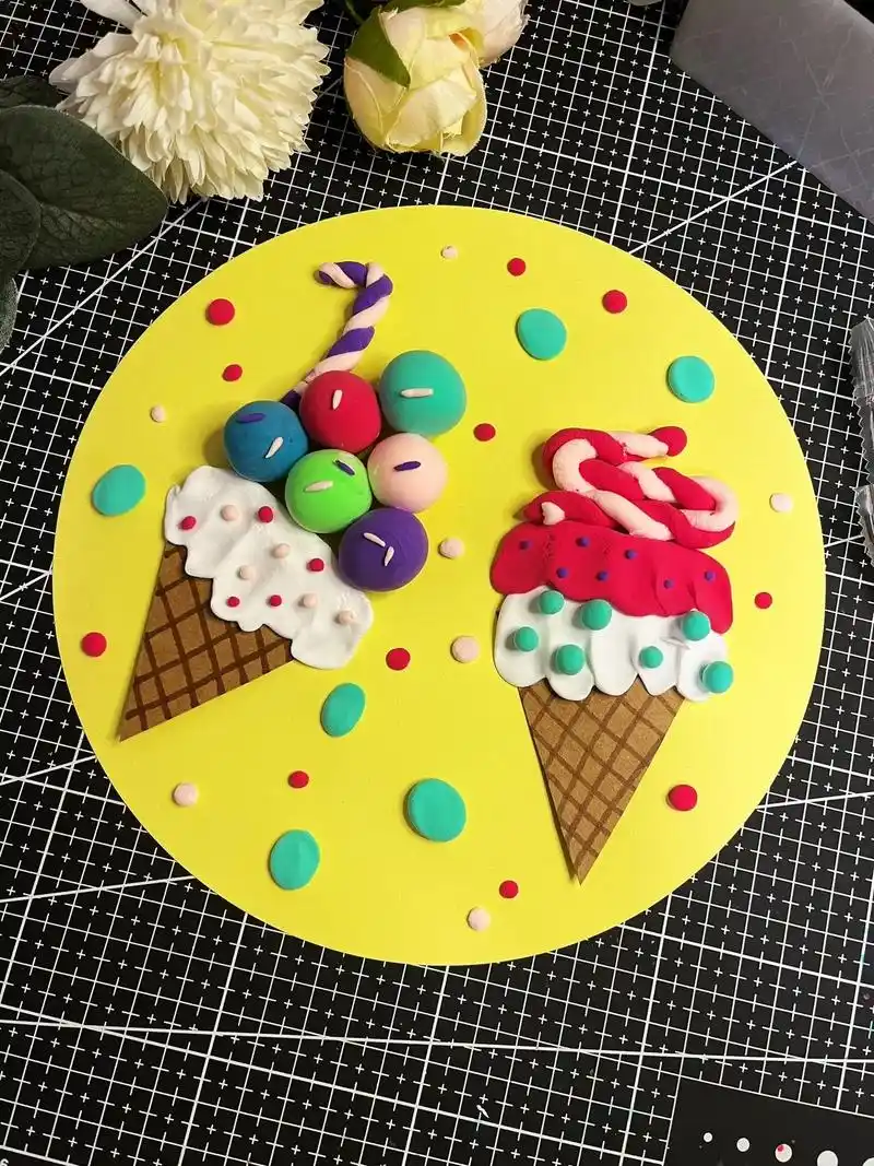 夏日冰淇淋 粘土手工.夏天到了,一起用粘土做好吃的雪糕吧!夏 - 抖音