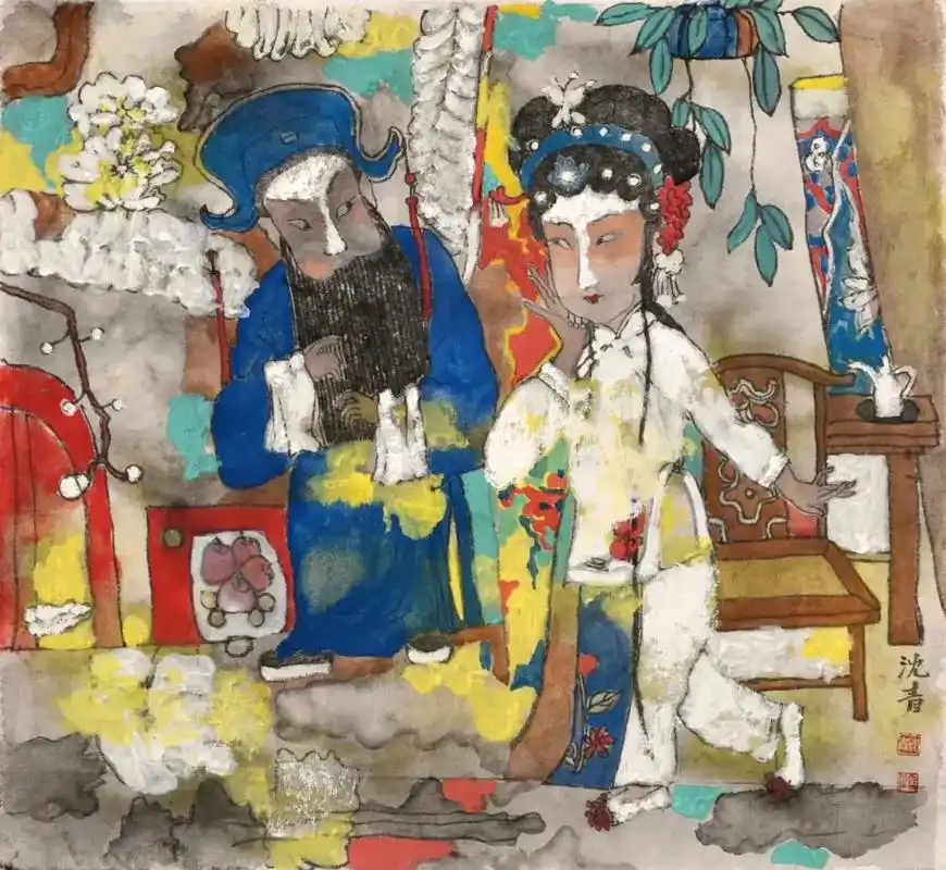 人物画 沈青,中国美术家协会会员,圣融美术院专职画家,文化 - 抖音