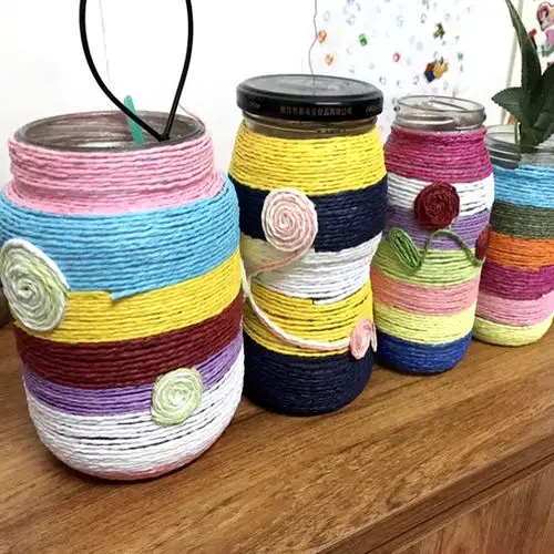 幼儿园装饰彩色纸绳编织手工制作纸藤绳子粘贴画儿童diy美术材料