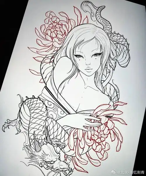 艺伎纹身##日式纹身##北京纹身设计