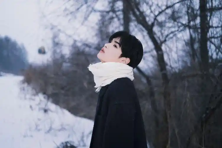 黄明昊雪地意境写真花絮照雪地里的冬日氛围感少年