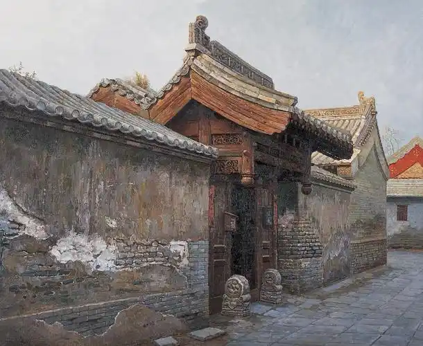 0040 垂花门 布面油画