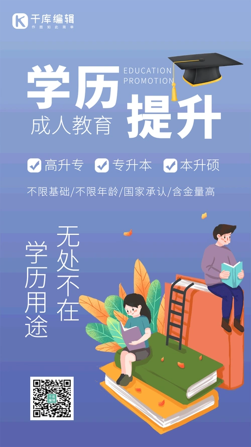 专升本在线教育线上教育学历提升动态海报