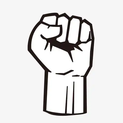 黑色手绘线稿拳头元素