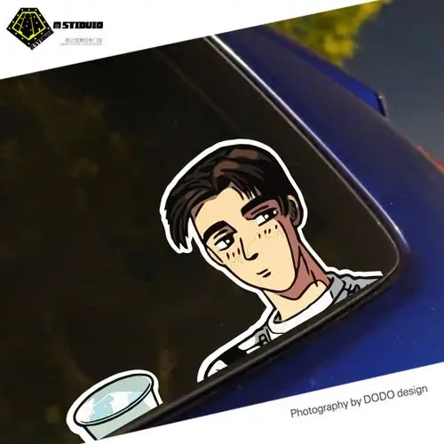 头文字d街机_经典街机游戏头文字d头像卡通反光防水车贴个性创意三角