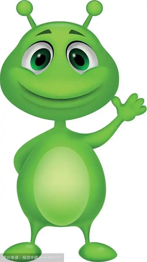 可爱的绿色外星人卡通