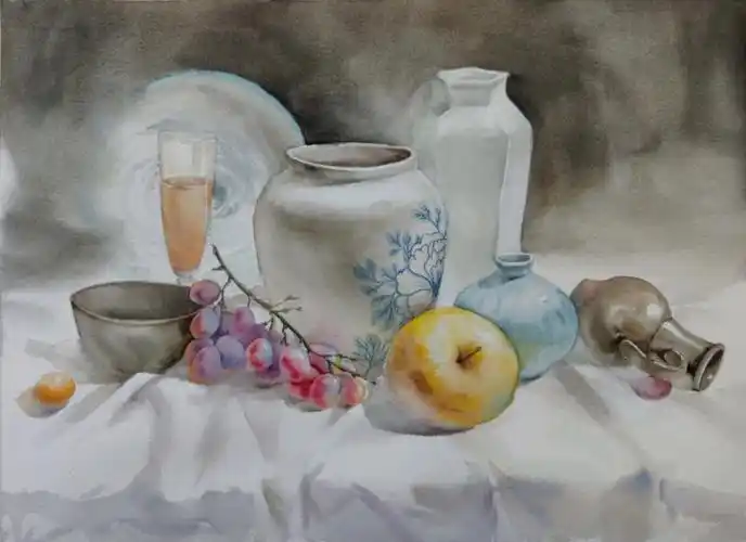 水彩静物 一些瓶瓶罐罐