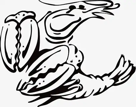 黑白手绘小龙虾插画矢量png