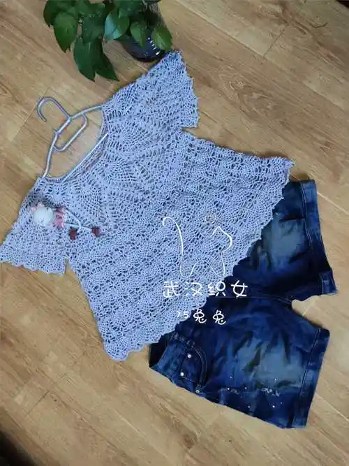 菠萝蜜 从领口往下钩女士钩针菠萝短袖衫-编织教程-编织人生