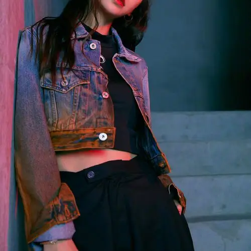 潮流合伙人杨颖baby同款蓝色渐变牛仔外套宽松女春秋短款韩版上衣