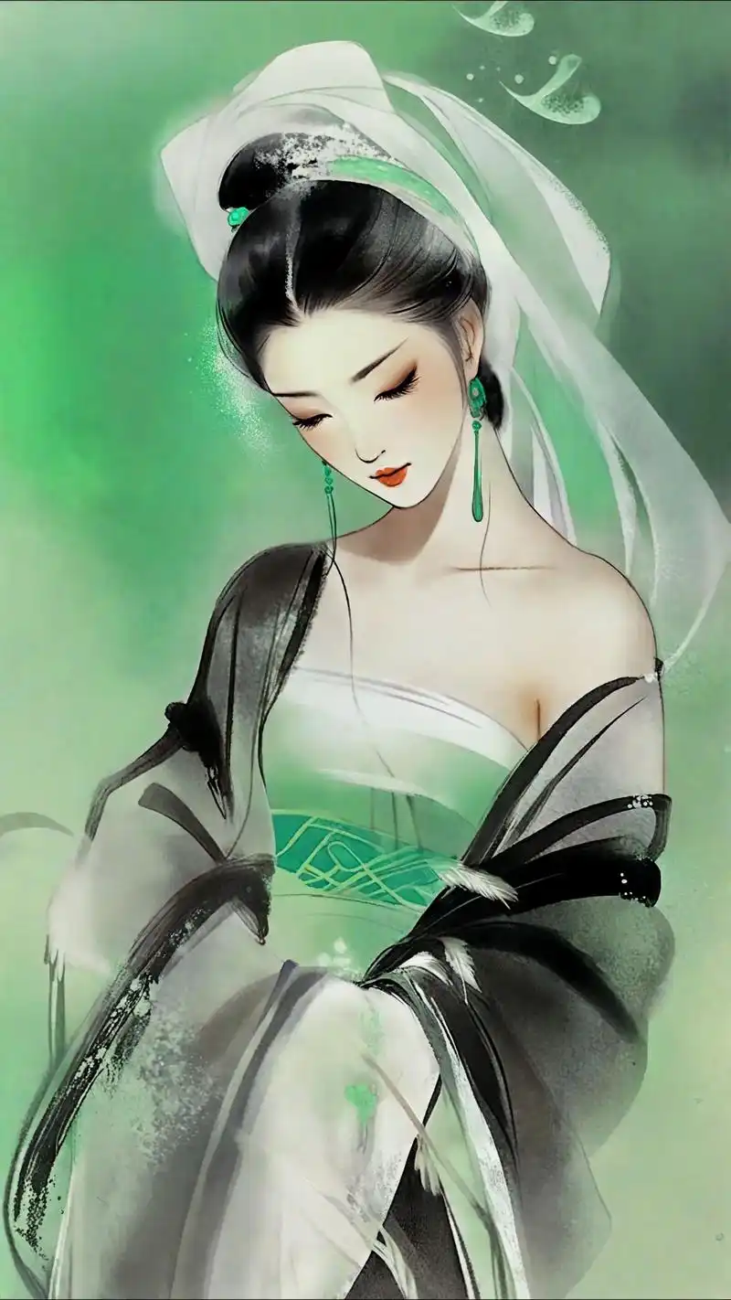 清新脱俗,淡雅宜人的青衣古风女子