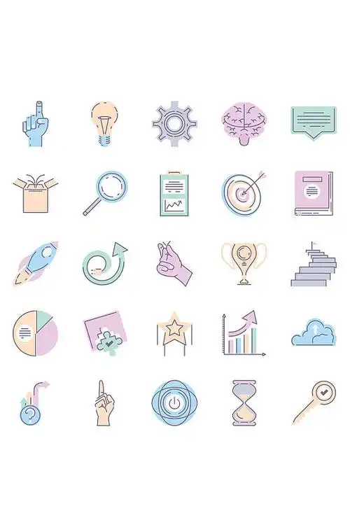 科技数据商业线性扁平图标