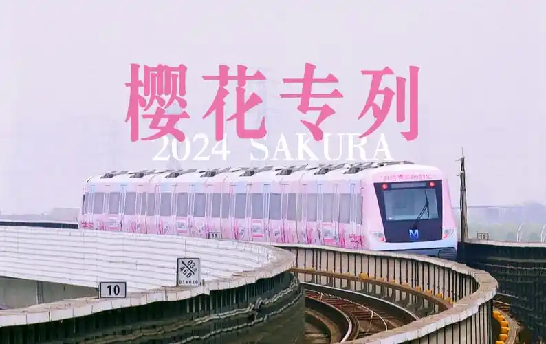 武汉地铁上新第二列樱花专列,还把樱花搬上站台!一号线开往春天的列车