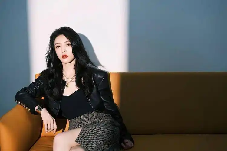 限定份暗黑系御姐蔡文静现身湖南卫视招商会卷发红唇成熟美艳