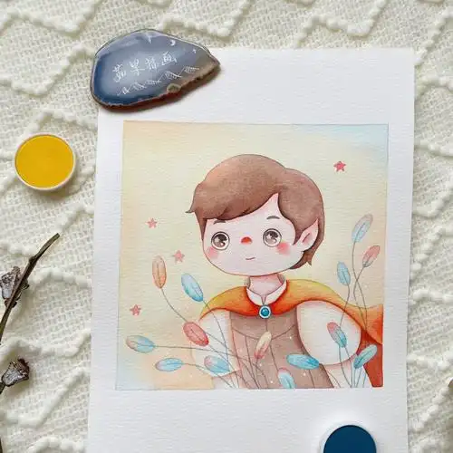 水彩手绘迪士尼王子头像绘图步骤