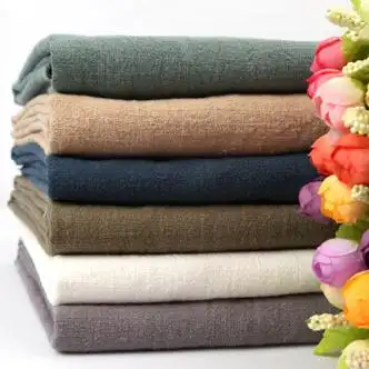 苎麻布料棉麻布料服装面料 亚麻水洗麻布纯色复古苎麻加厚汉服衣 藏青