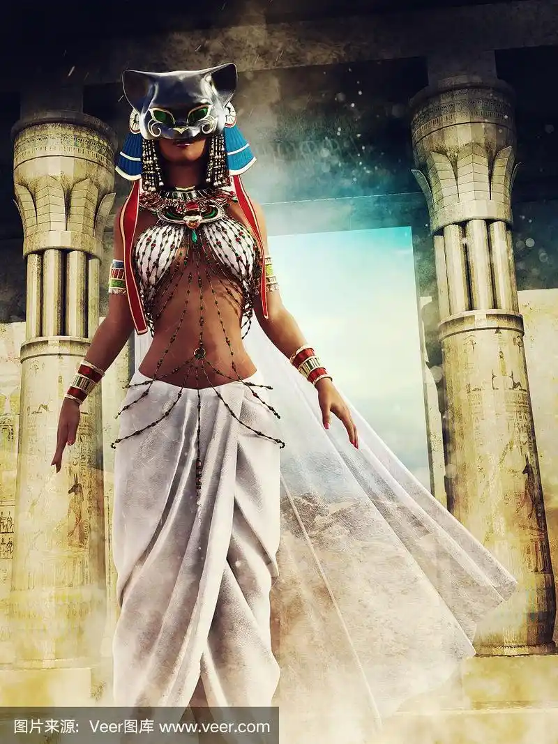 戴着猫面具的埃及女祭司