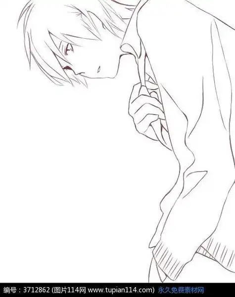 侧面男生卡通简笔画