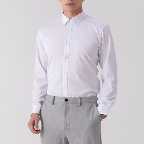 2024新款春季男士长袖衬衫商务男装纯色弹力免烫正装衬衣现货代发