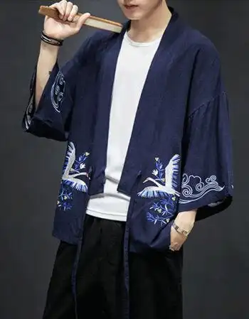 改良汉服男古风青年学生古装公子帅气飘逸中国风唐山装 藏青色 4xl